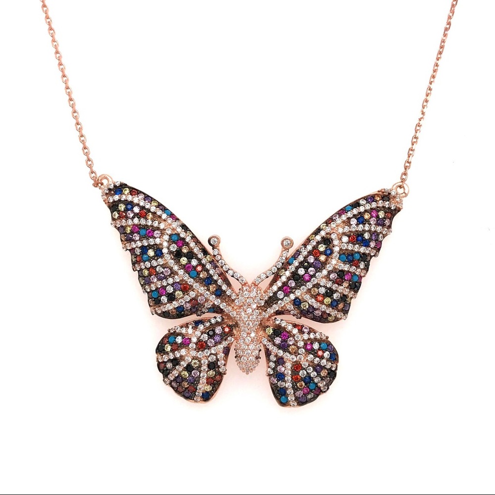 Rose Gold Butterfly Necklace with Swarovski 925
